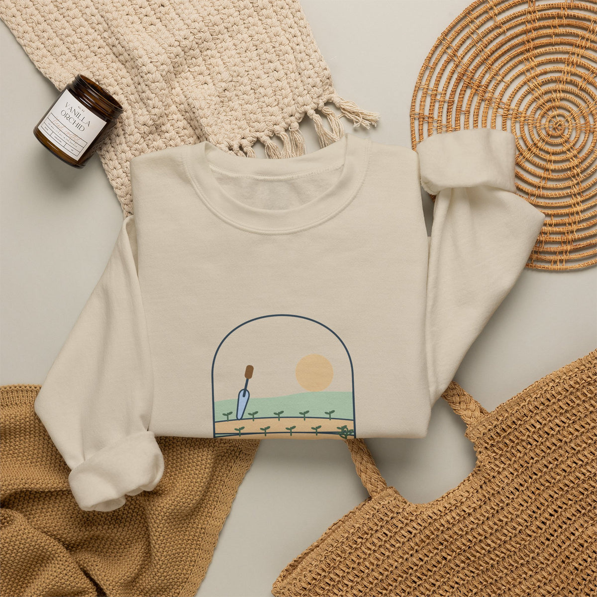 Gardening Crewneck Sweatshirt for Gardeners - Here for the Dirt and the Quiet
