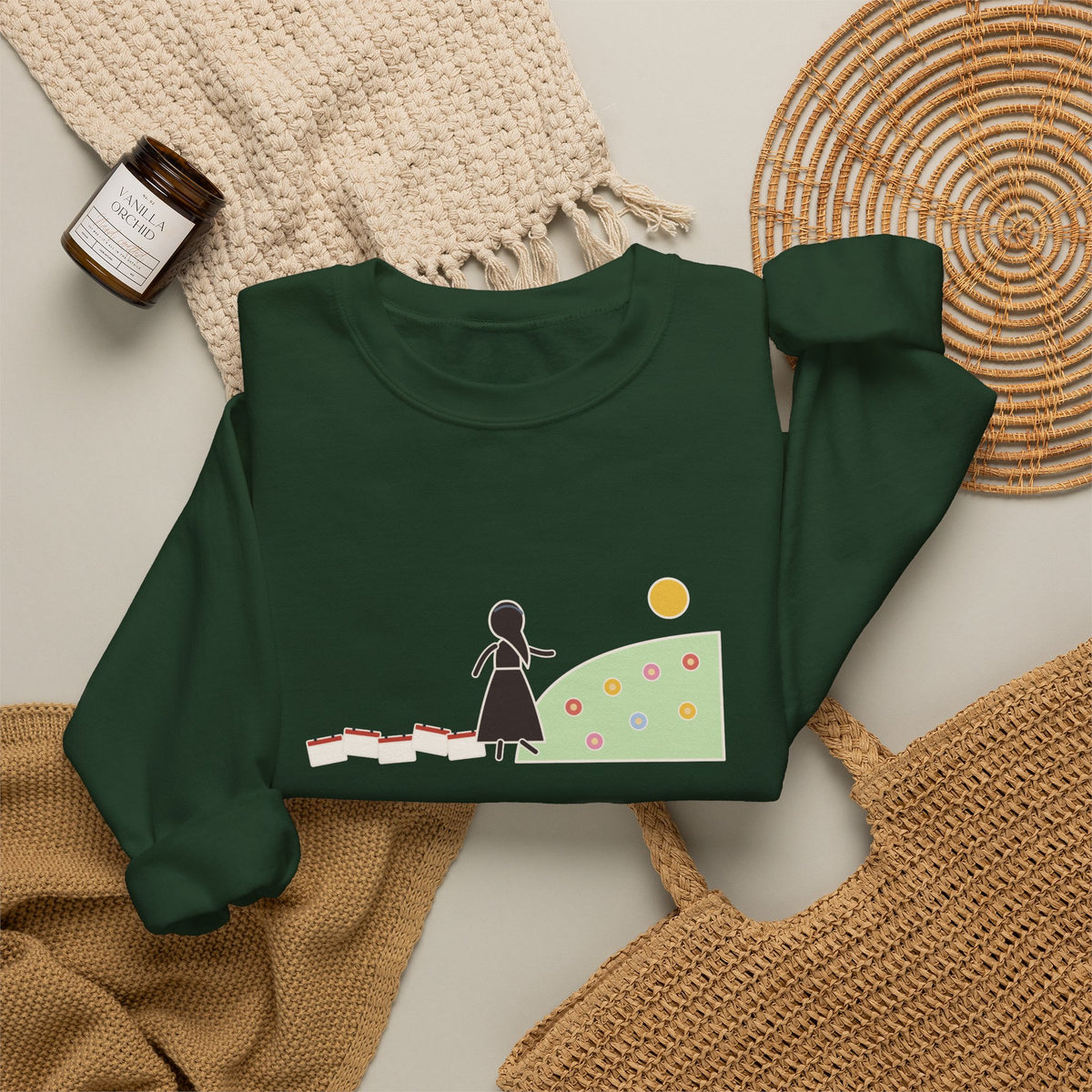 It's No Use Going Back to Yesterday Sweatshirt, Growth Lewis Carroll Quote Crewneck with Calendar Path