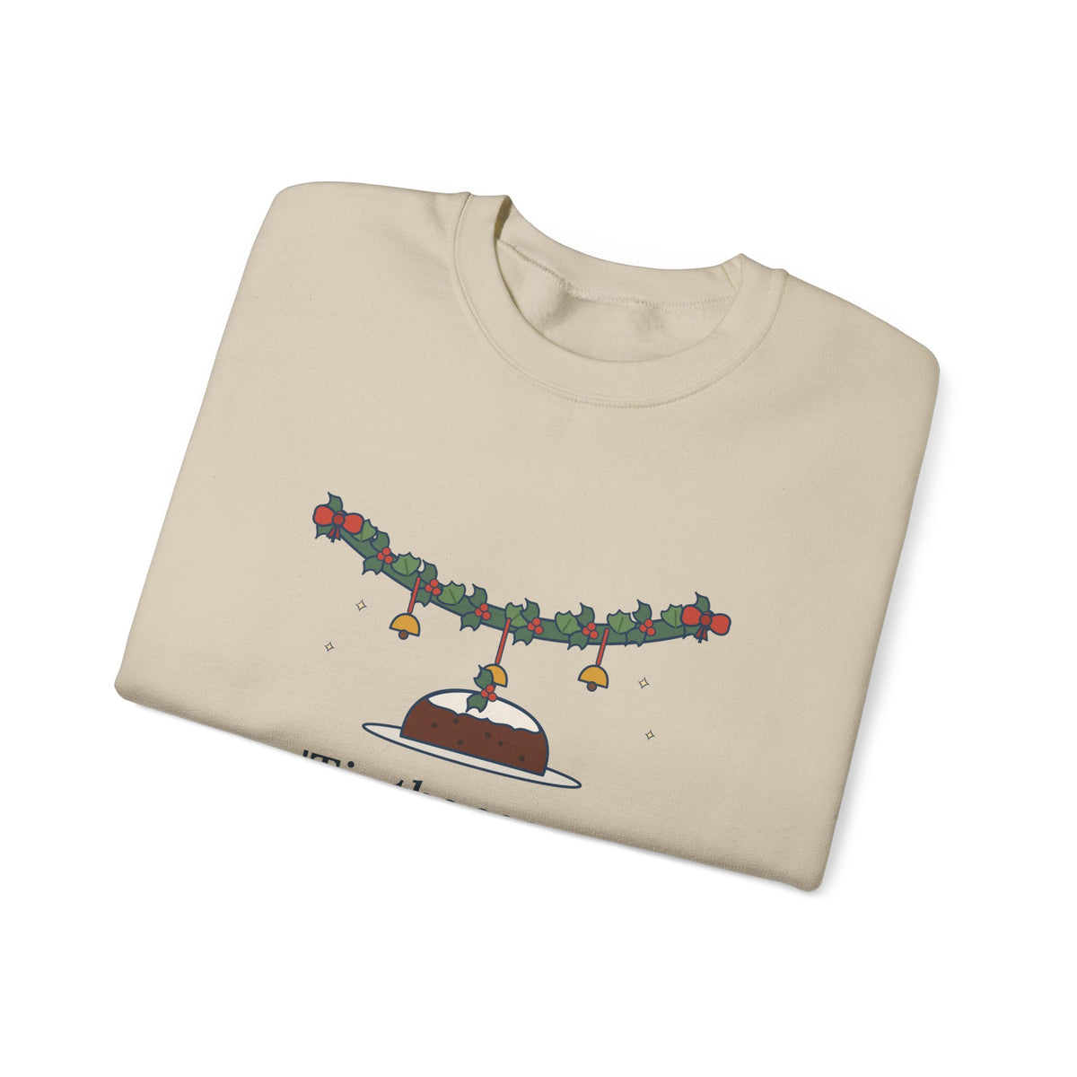 Tis the Season to Be Jolly Sweatshirt, Christmas Oliphant Quote Crewneck with Holly Swag