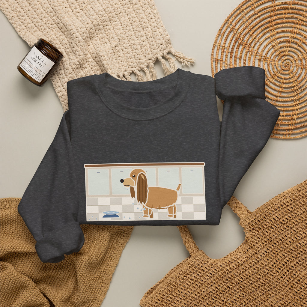 Cocker Spaniel Crewneck Sweatshirt - Wet Ears After One Sip of Water