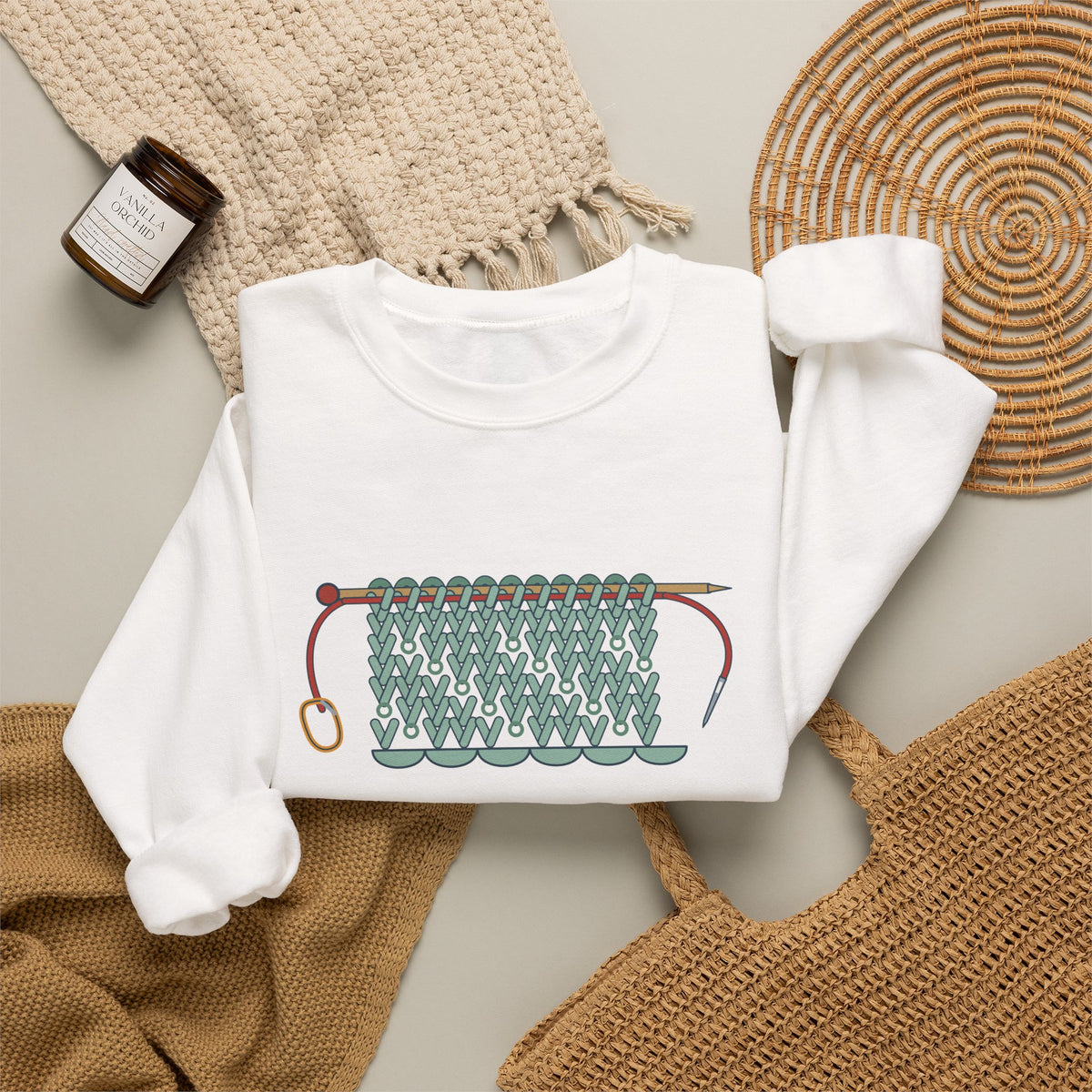 Lace Knitting Crewneck Sweatshirt - Threaded a Lifeline. Now I'm Brave.