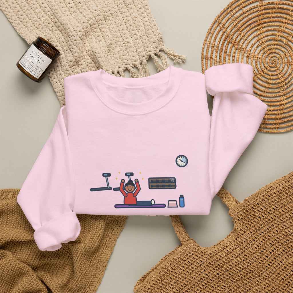 Gym Sweatshirt, First Day Back, Stretched for Twenty Minutes and Called It a Workout, Funny Mat Session Crewneck