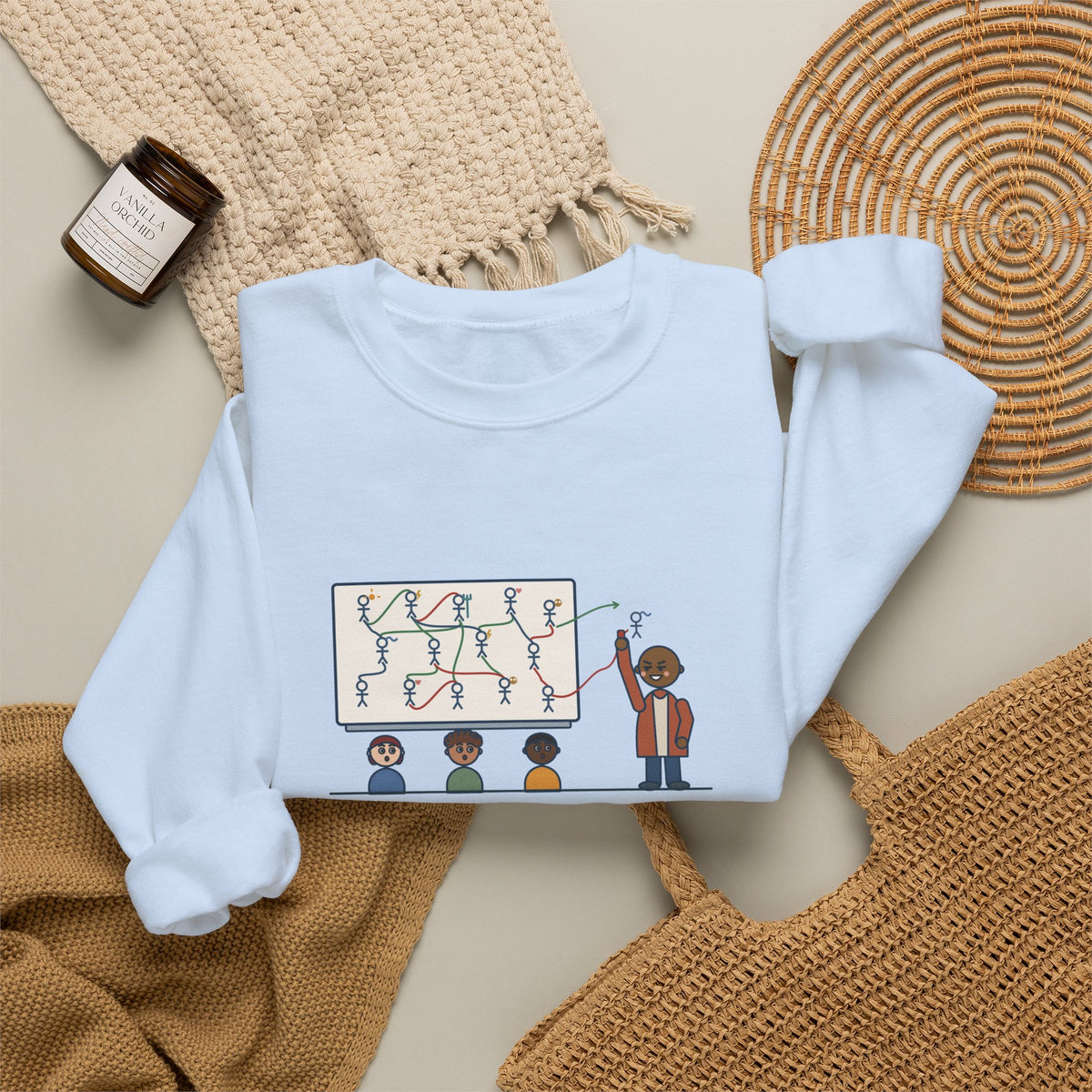 Mythology Teacher Crewneck Sweatshirt - Greek Gods Family Tree Ran Out of Whiteboard