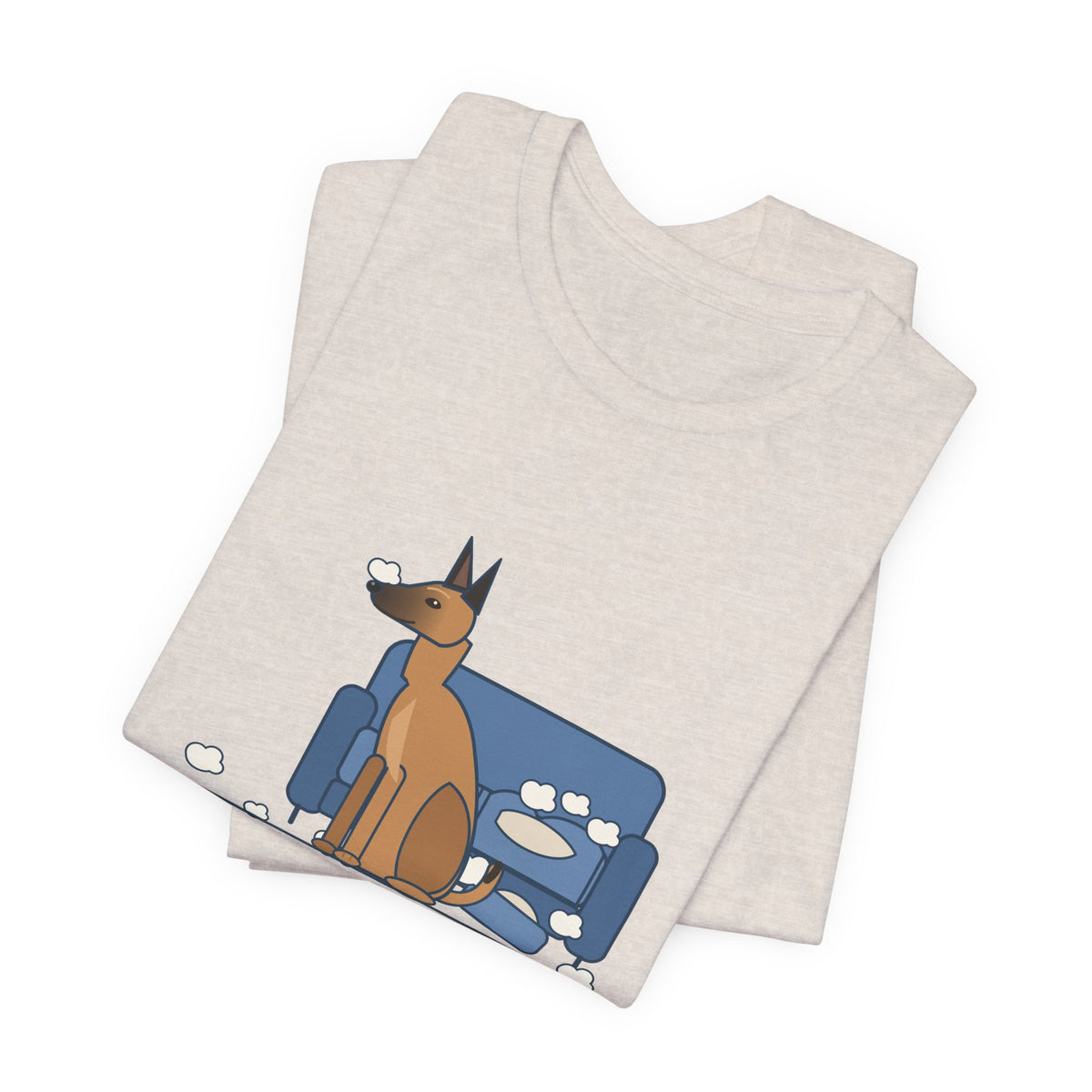 Belgian Malinois T-Shirt - The Malinois Found a Job: The Couch Cushions, Funny Mal Dog Tee