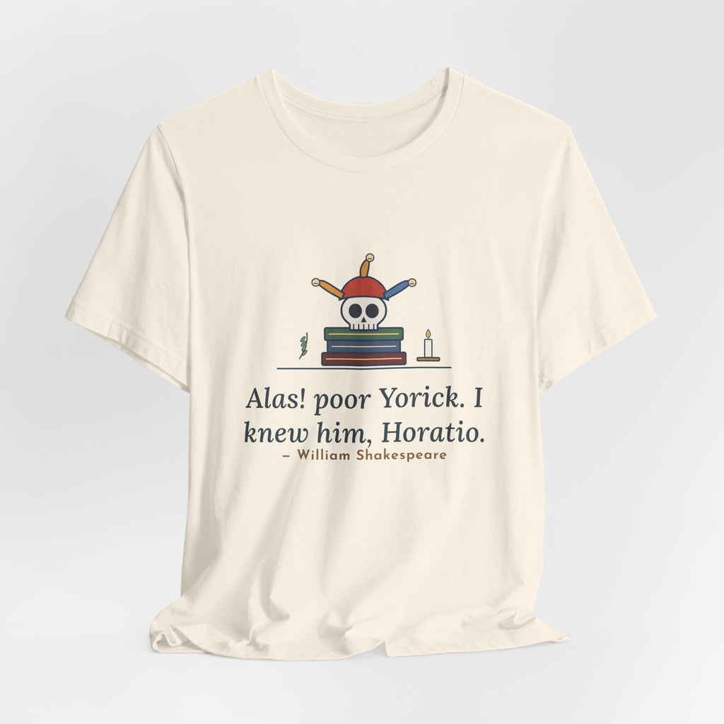 Shakespeare Quote T-Shirt, Alas, Poor Yorick, Gothic Jester Skull Tee