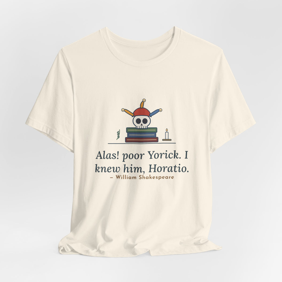 Shakespeare Quote T-Shirt, Alas, Poor Yorick, Gothic Jester Skull Tee