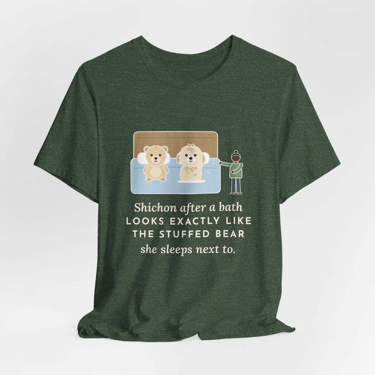 Funny Shichon T-Shirt, After a Bath Looks Exactly Like the Stuffed Bear She Sleeps Next To, Bath Day Twin Tee