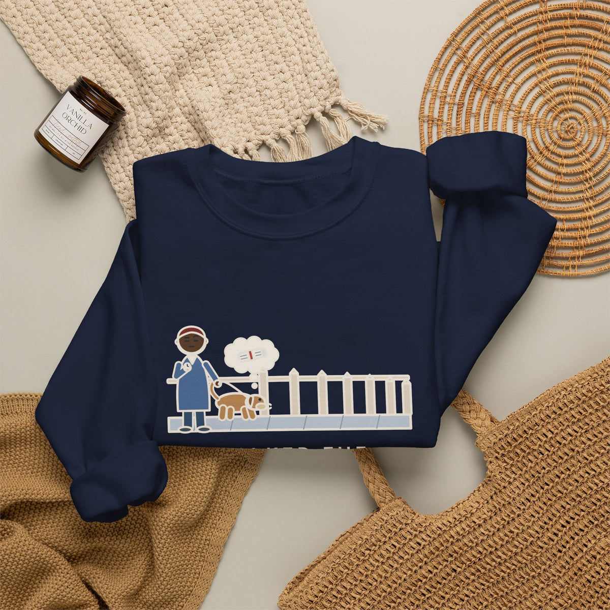 Dog Walker Sweatshirt, Walked the Dog One Block, Took Forty Minutes, Funny Fence Post Sniff Crewneck