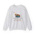 Tiger-Striped Cat Crewneck Sweatshirt - Sprawled on the Ottoman Like a Tiger on a Sun Rock Cat Gift