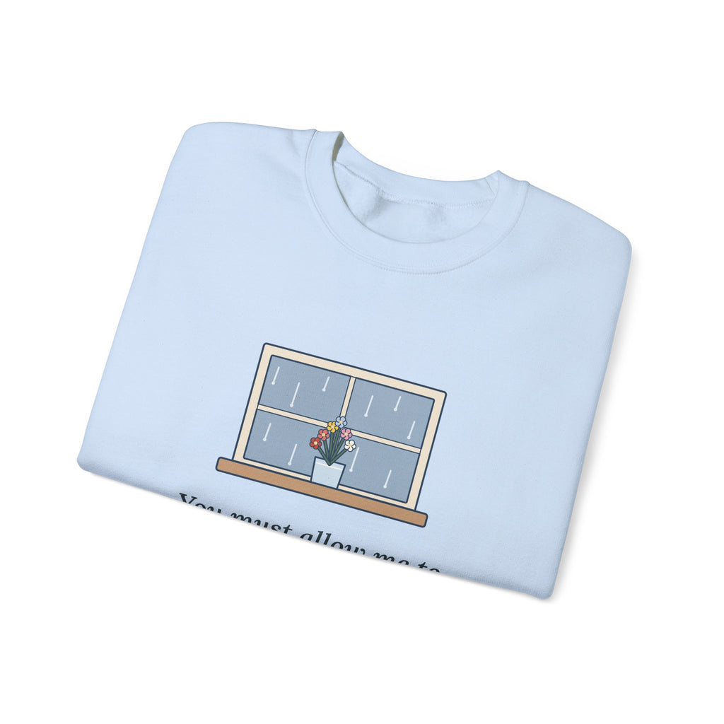 How Ardently I Admire and Love You Sweatshirt, Romance Jane Austen Quote Crewneck with Rainy Window