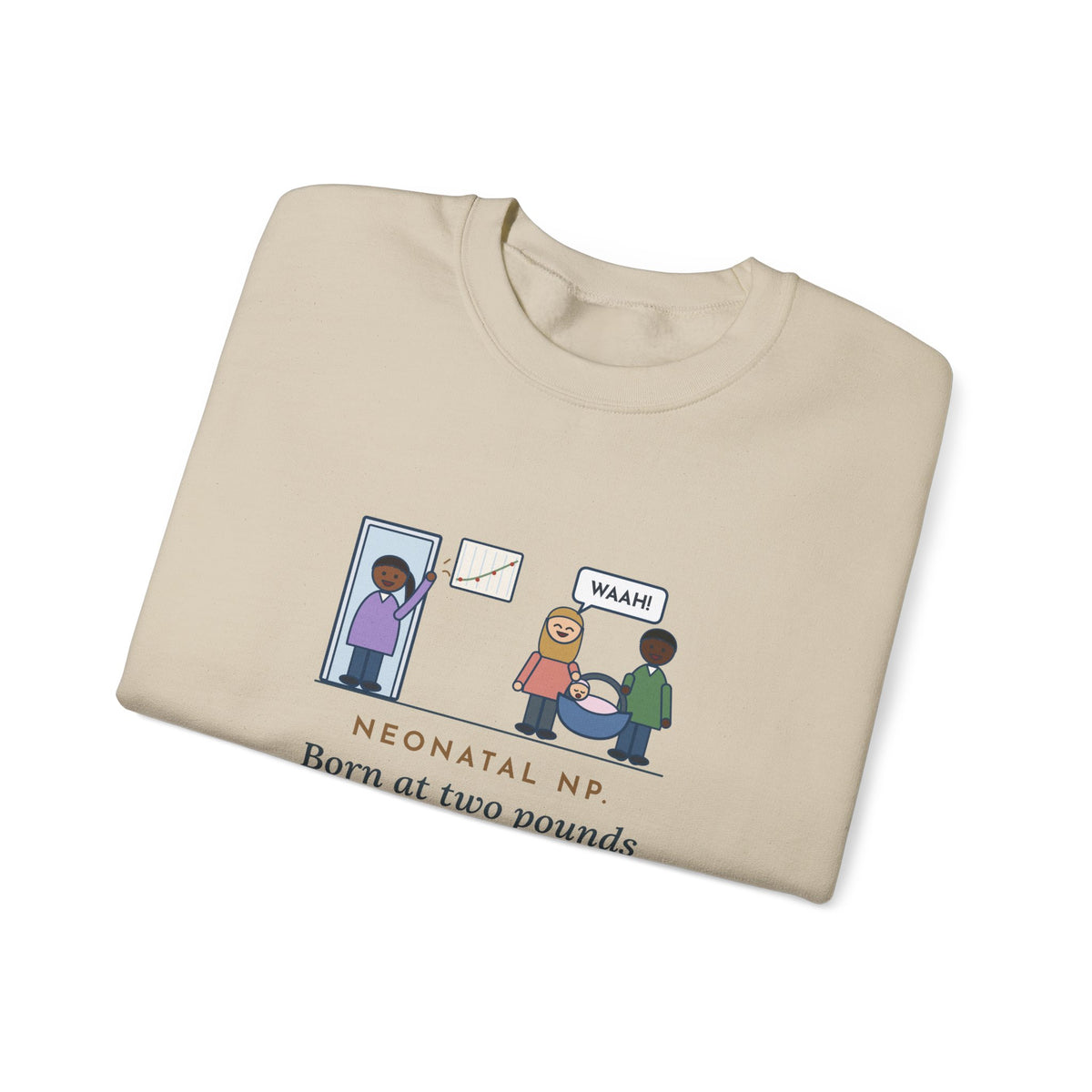 Neonatal Nurse Practitioner Sweatshirt, Born at Two Pounds Four Ounces, Went Home at Five Pounds and Loud, Funny Going-Home Day Crewneck