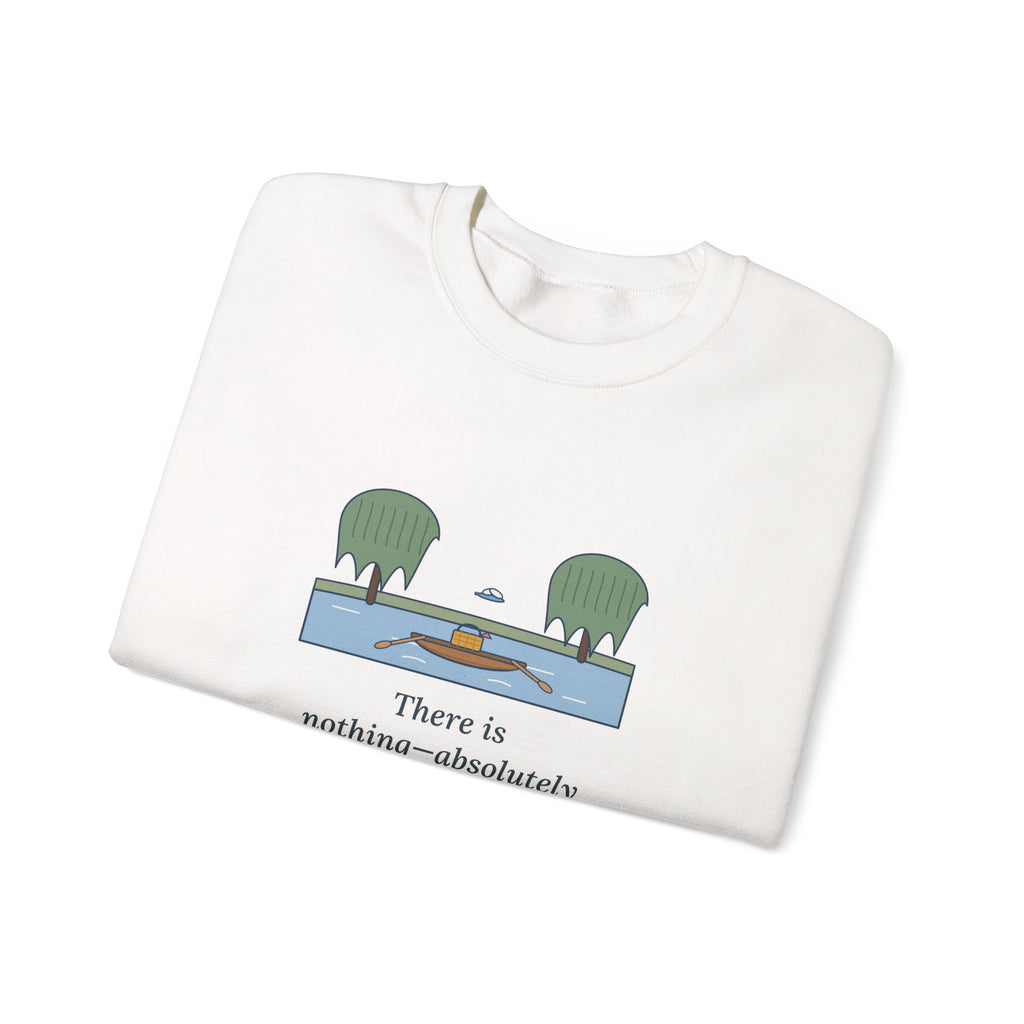 Simply Messing About in Boats Sweatshirt, Boating Grahame Quote Crewneck with River Rowboat