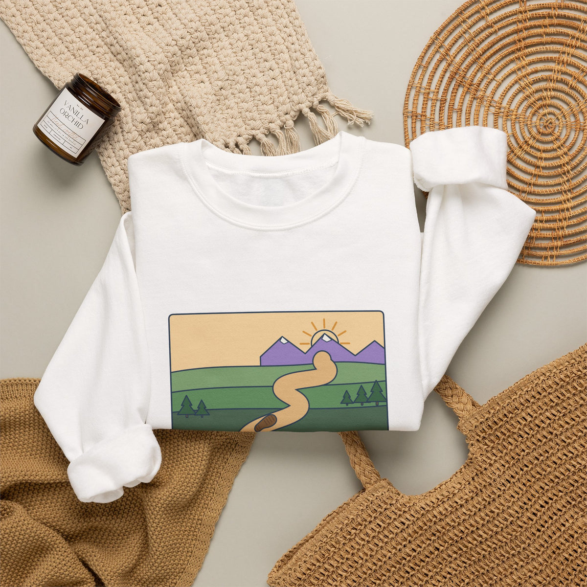 A Journey of a Thousand Miles Begins With a Single Step Sweatshirt, Wisdom Proverb Crewneck, Winding Road
