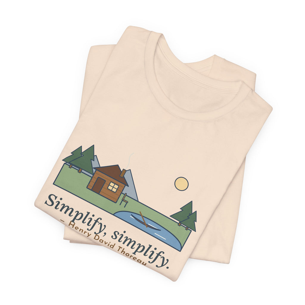 Thoreau Nature Quote T-Shirt, Simplify, Simplify, Minimalist One-Room Cabin Tee