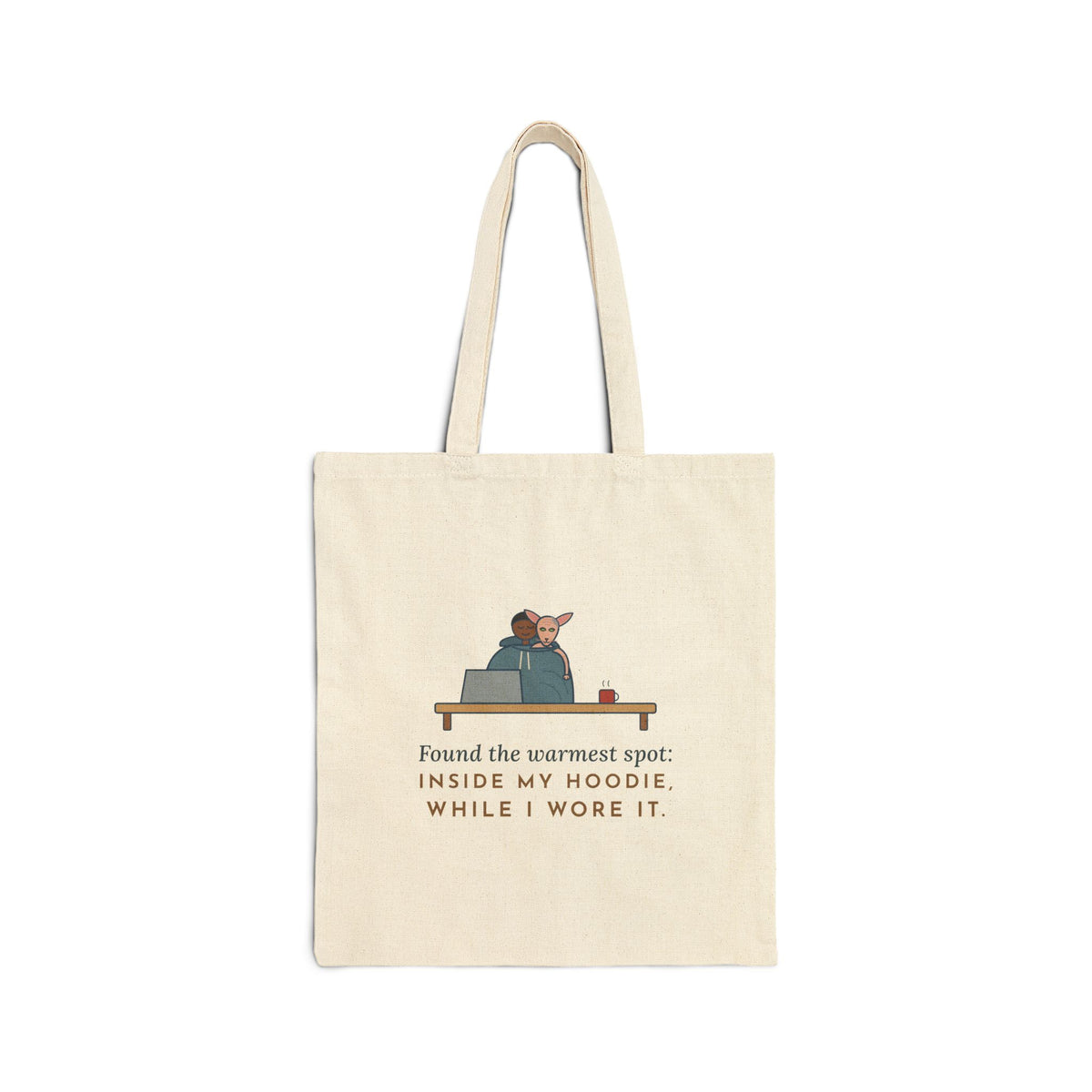 Peterbald Cat Found the Warmest Spot Tote Bag - Funny Hairless Cat Owner Tote