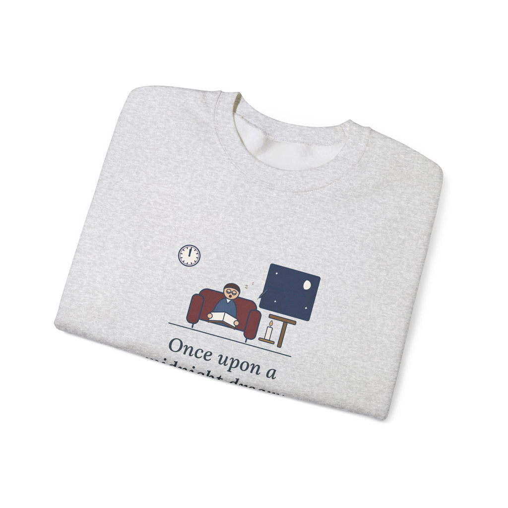 Once Upon a Midnight Dreary Sweatshirt, Gothic Poe Quote Crewneck with Midnight Study