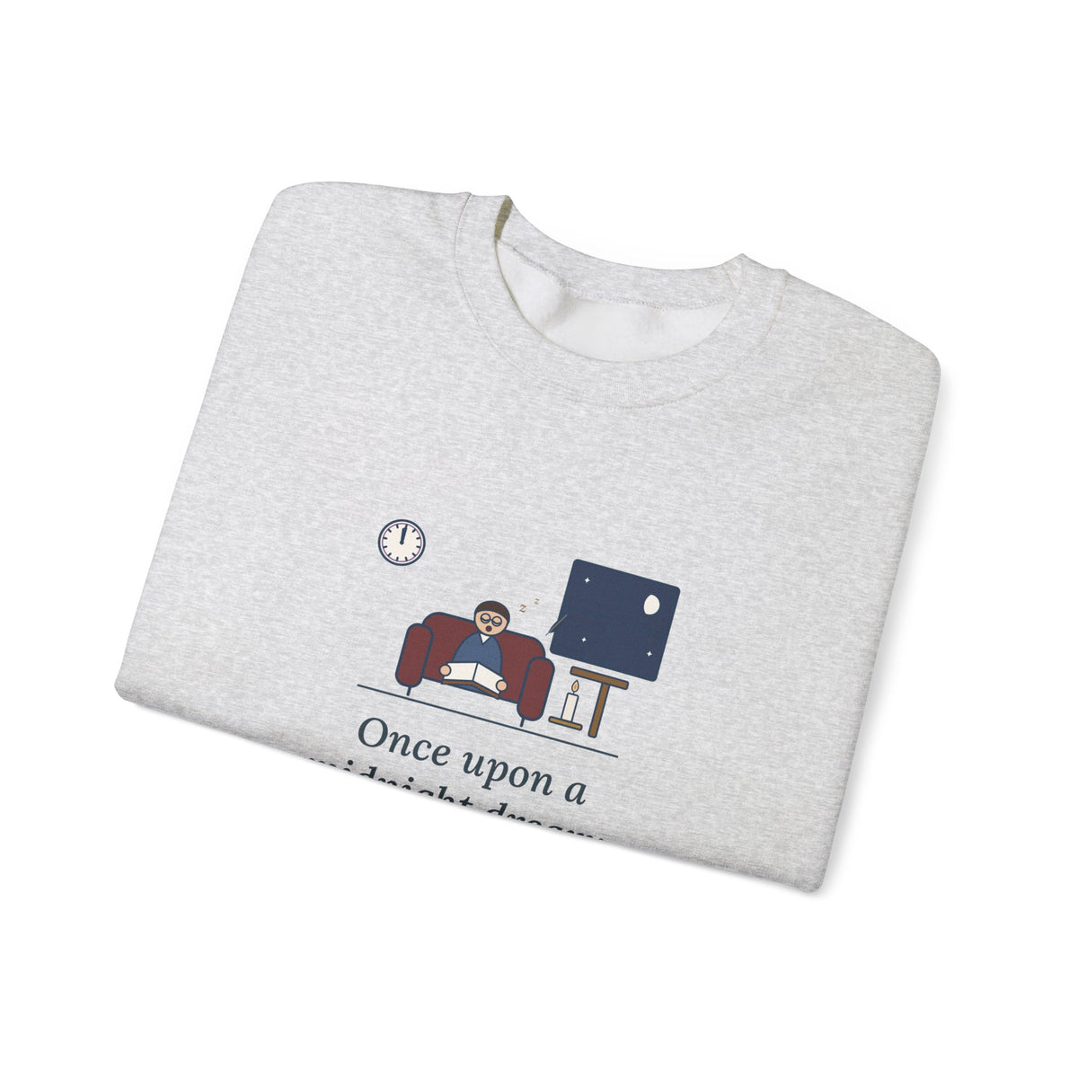 Once Upon a Midnight Dreary Sweatshirt, Gothic Poe Quote Crewneck with Midnight Study