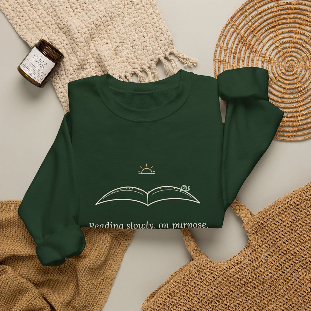 Bookish Crewneck Sweatshirt for Book Lovers - Reading Slowly, On Purpose