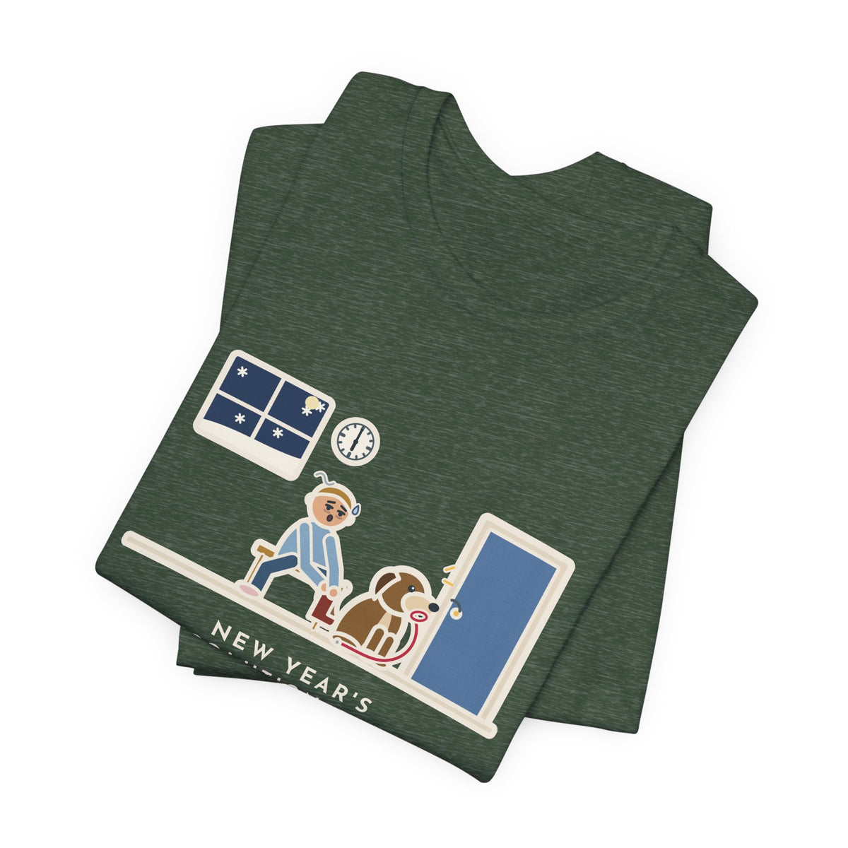 Funny New Year's Resolution T-Shirt, Walk Every Morning, The Dog Held Me to It at 6 a.m. in the Snow, Front Door Tee