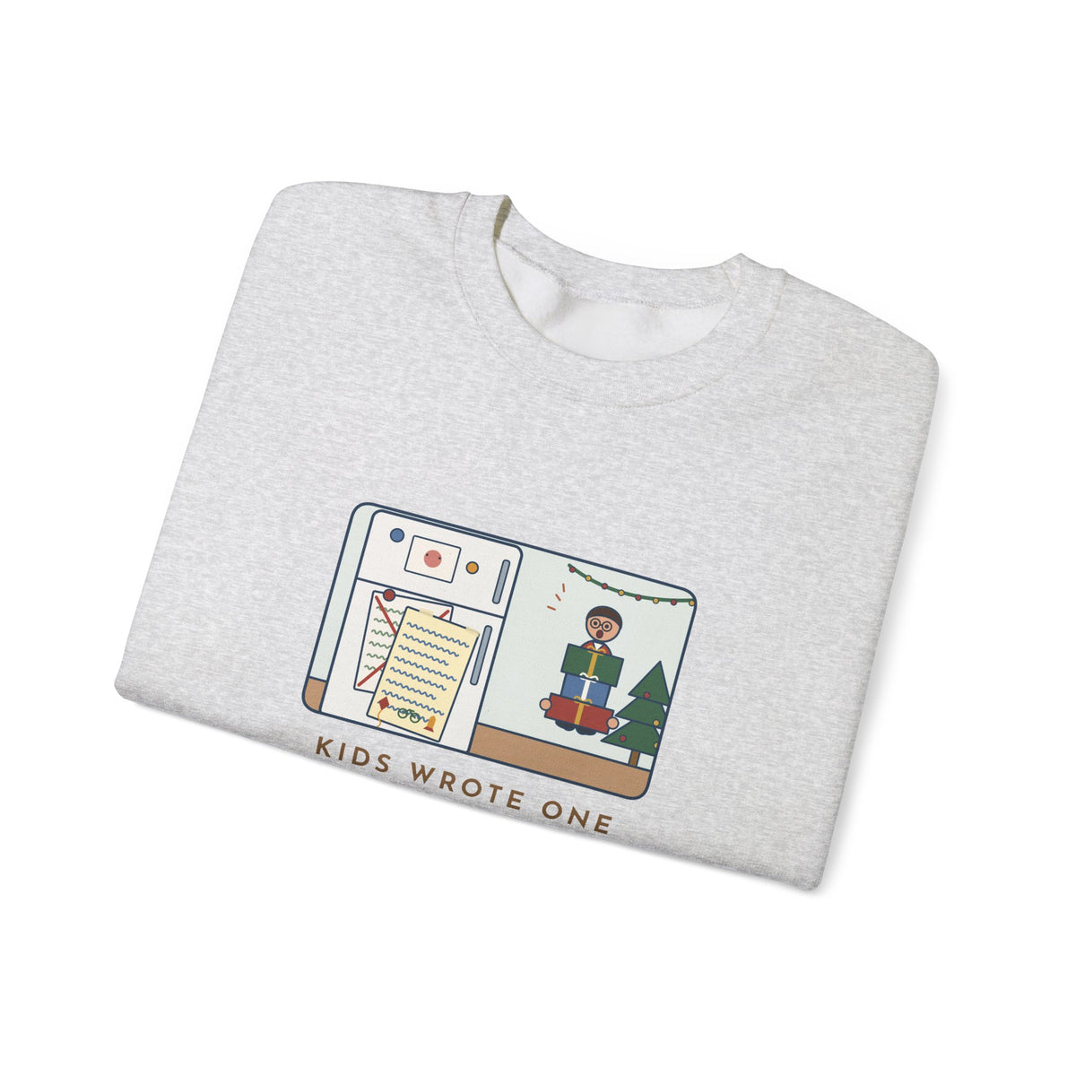 Christmas List Sweatshirt, Kids Wrote One in November, Rewrote It on December 23, Funny Fridge Door Crewneck
