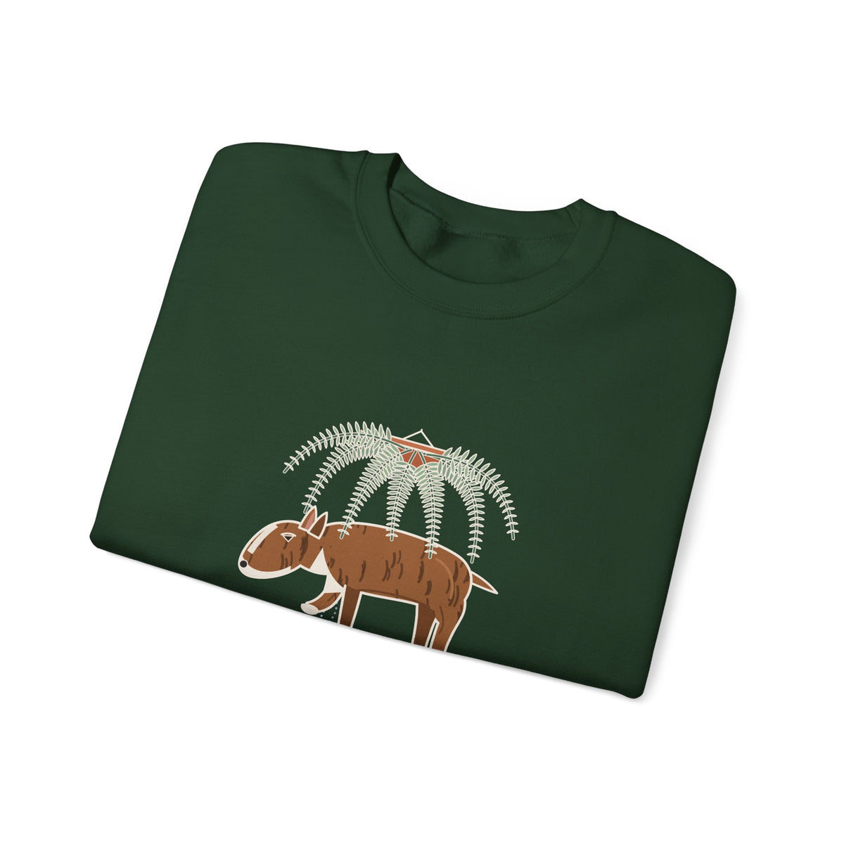 Bull Terrier Crewneck Sweatshirt - Trancing Under the Ferns Slow Motion Dog Lover Gift