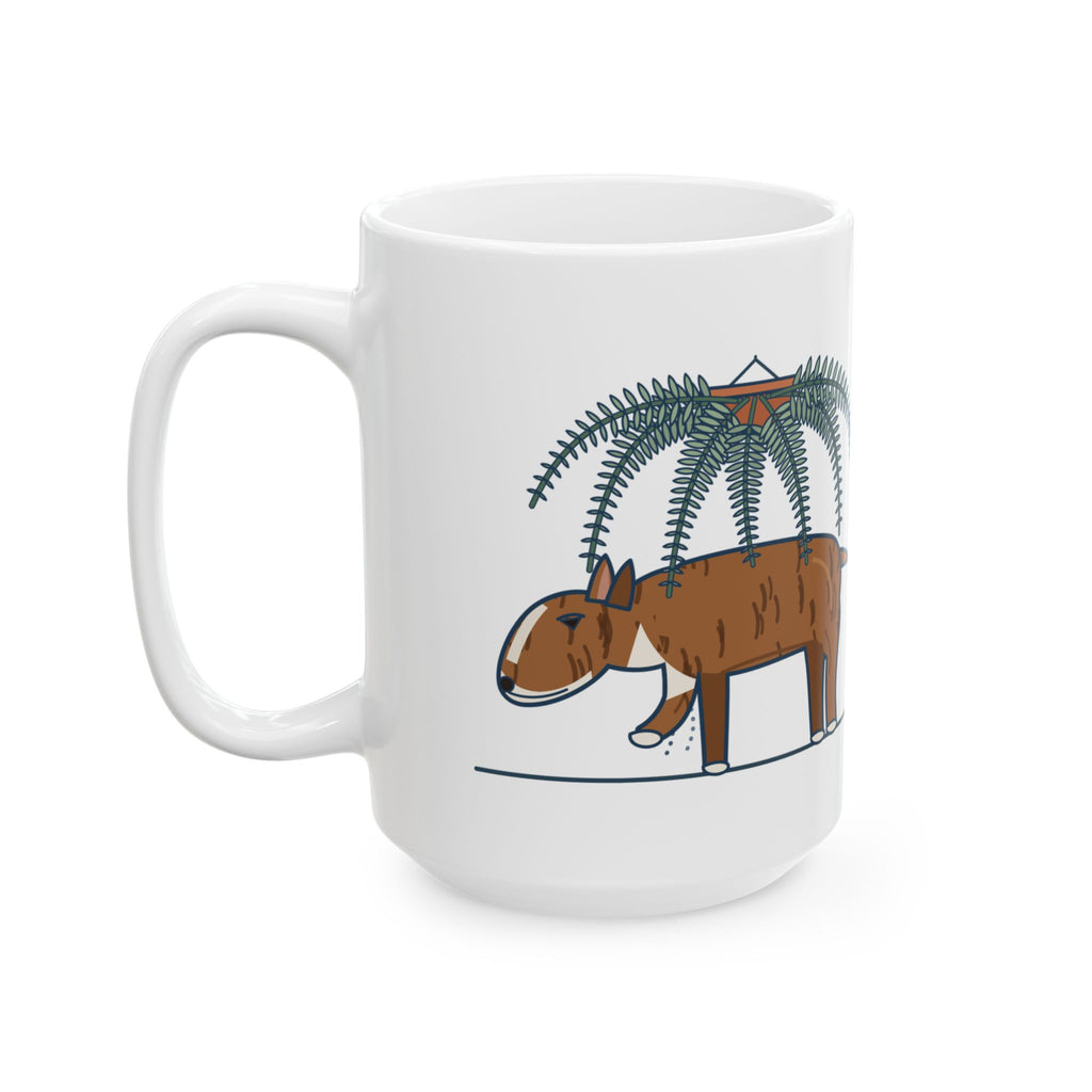 Large 15oz Bull Terrier Mug - Slow Motion Trancing Under the Ferns Dog Owner Gift