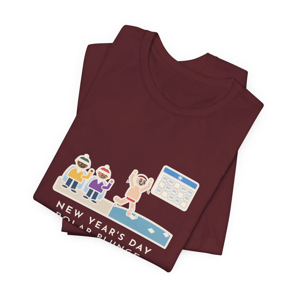 Funny New Year's Day Plunge T-Shirt, In the Water Four Seconds, Told the Story for a Month, Frosty Beach Tee