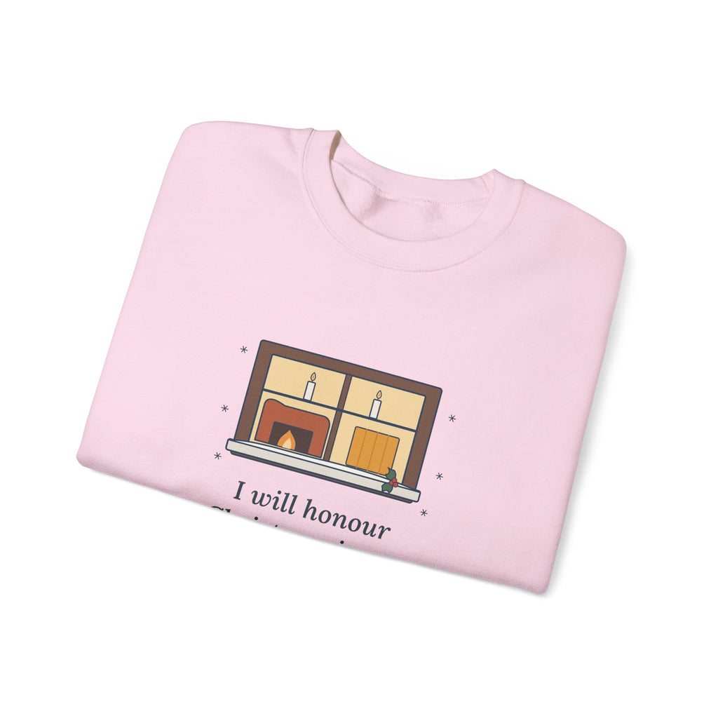 I Will Honour Christmas in My Heart Sweatshirt, Christmas Dickens Quote Crewneck with Candlelit Window