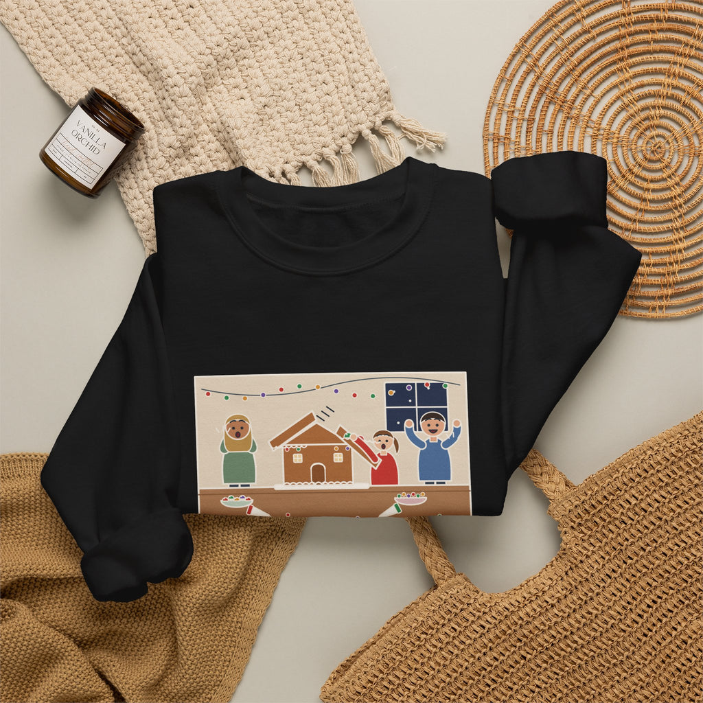 Gingerbread House Sweatshirt, The Roof Slid Off at the Second Gumdrop, Funny Holiday Baking Night Crewneck