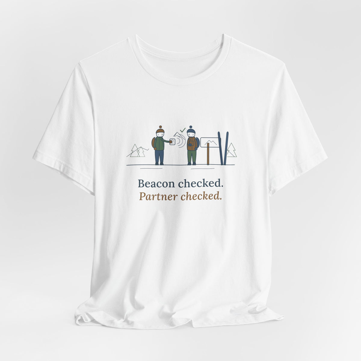 Backcountry Ski T-Shirt - Beacon Checked. Partner Checked. Ski Touring Tee