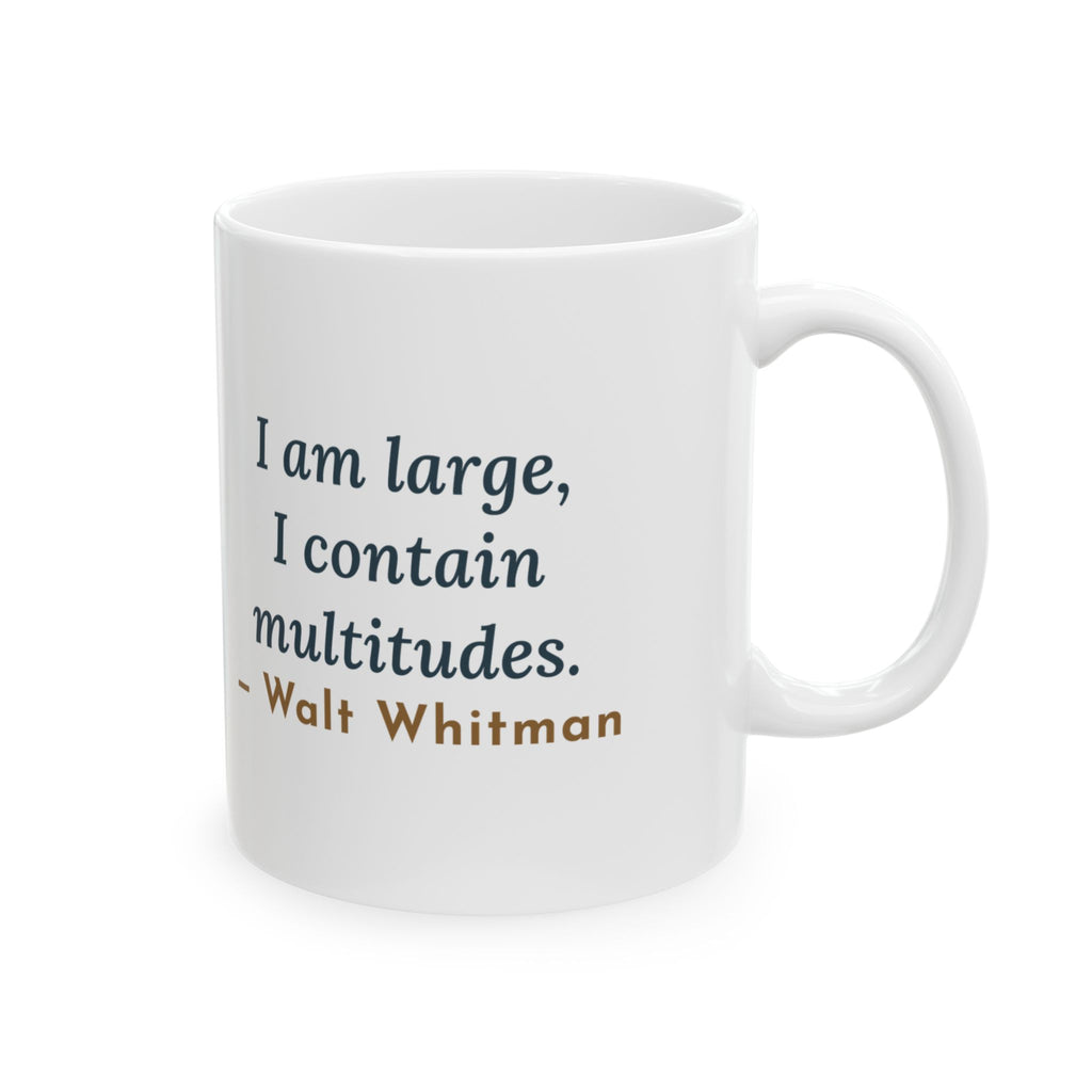 Walt Whitman Quote Mug, I Am Large, I Contain Multitudes, Literary Starry Figure Coffee Mug 11oz