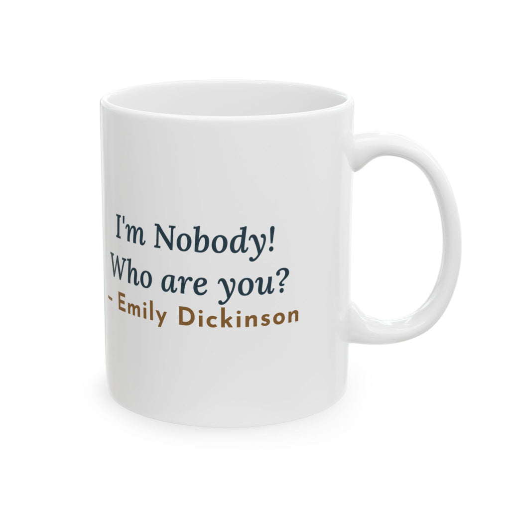 Dickinson Quote Mug, I'm Nobody Poem, Literary Frog and Hedgehog Coffee Mug 11oz