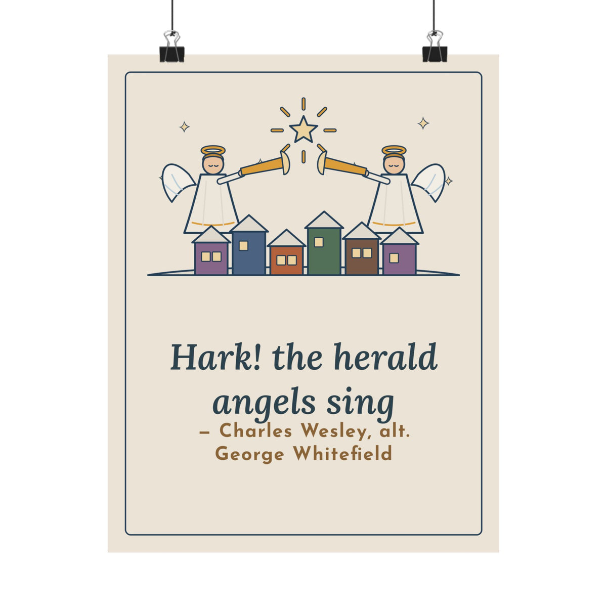 Charles Wesley Quote Poster, Hark the Herald Angels Sing, Christmas Herald Angels Wall Art