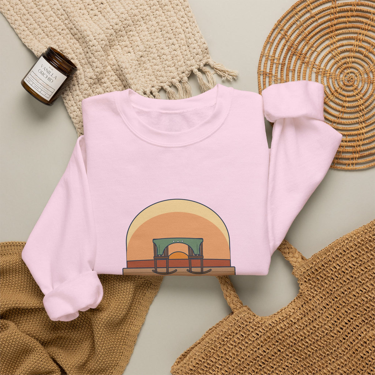 Grow Old Along with Me Sweatshirt, Anniversary Browning Quote Crewneck with Porch Rocking Chairs