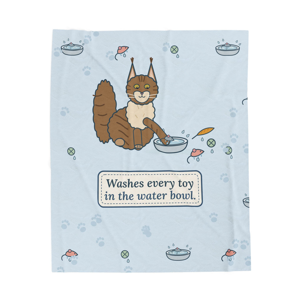 Maine Coon Blanket - Washes Every Toy in the Water Bowl. Velveteen Plush Throw