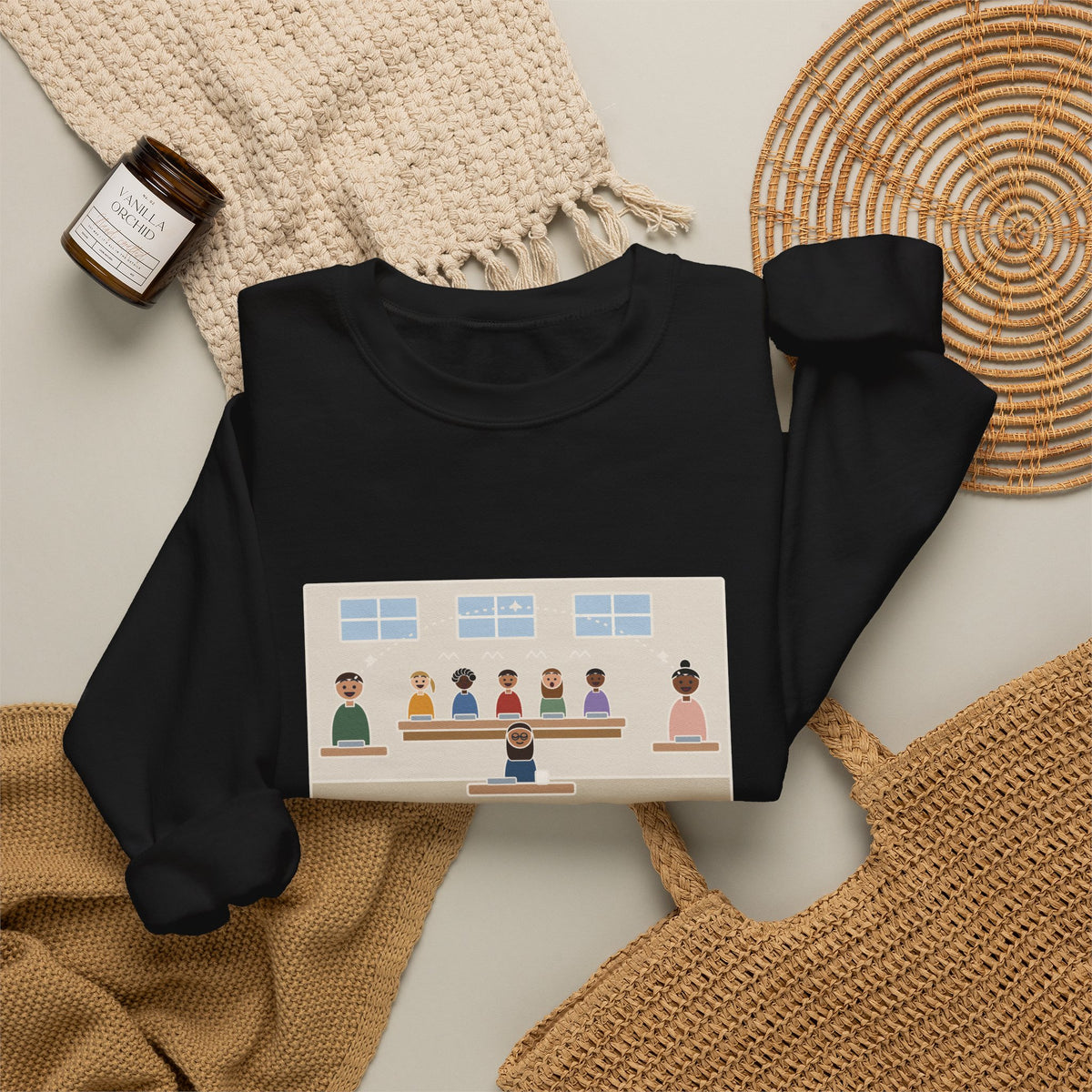 ASL Teacher Sweatshirt, The Kids Figured Out They Can Talk Across the Cafeteria Now, Funny Lunchroom Crewneck