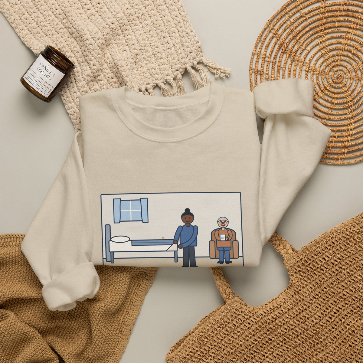 Military Nurse Sweatshirt, Bed Corners So Crisp the Patient Asked for a Lesson, Funny Crisp Corners Crewneck
