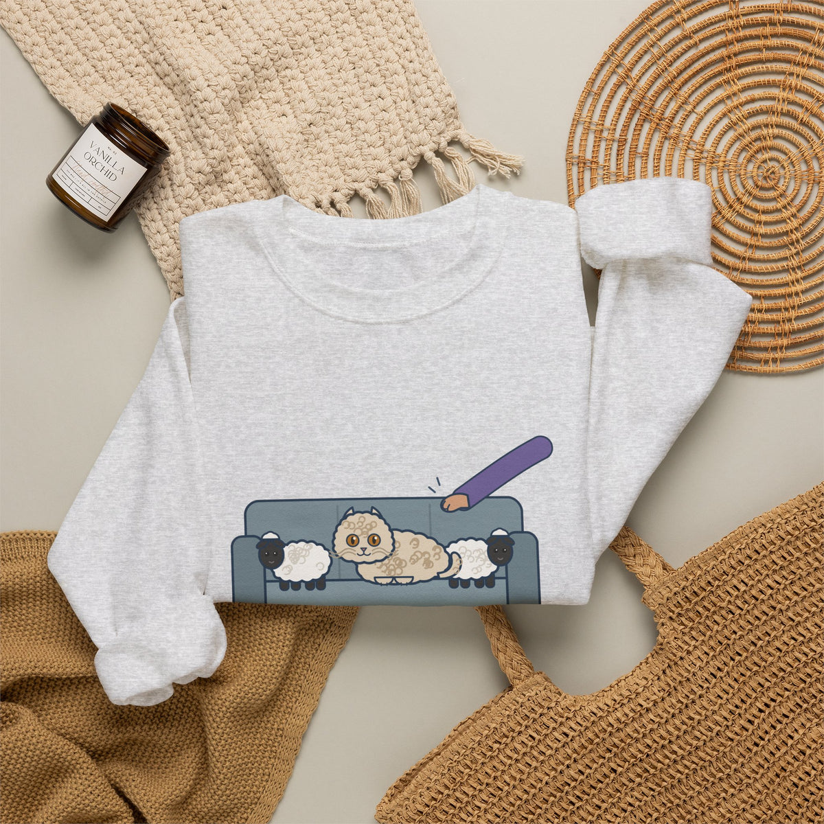 Selkirk Rex Crewneck Sweatshirt - Mistaken for a Stuffed Sheep