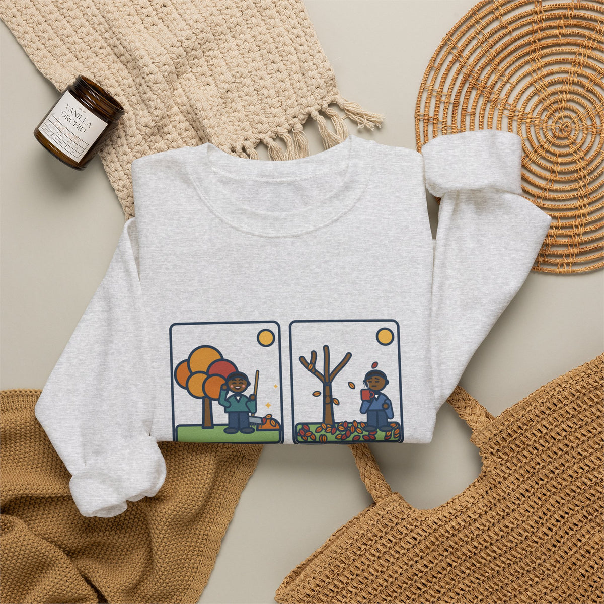 Leaf Raking Sweatshirt, Raked the Whole Yard Saturday, Sunday Morning the Tree Dropped the Rest, Funny Fall Yard Crewneck