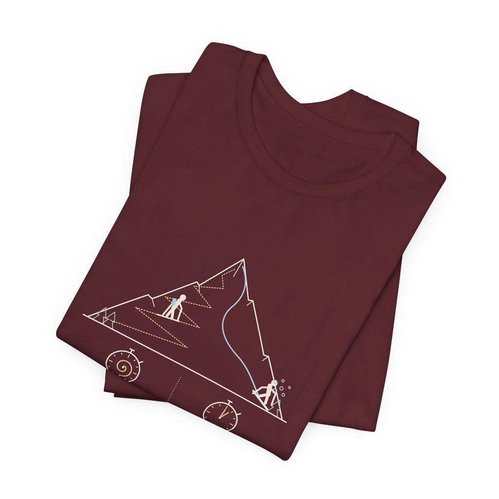 Ski Touring T-Shirt - Ninety Minutes Up. Four Minutes Down. Funny Backcountry Ski Tee