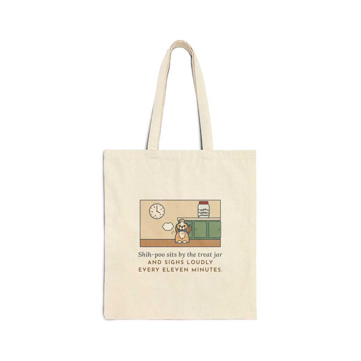 Shih-Poo Tote Bag, Sits by the Treat Jar and Sighs Loudly Every Eleven Minutes, Treat Jar Vigil
