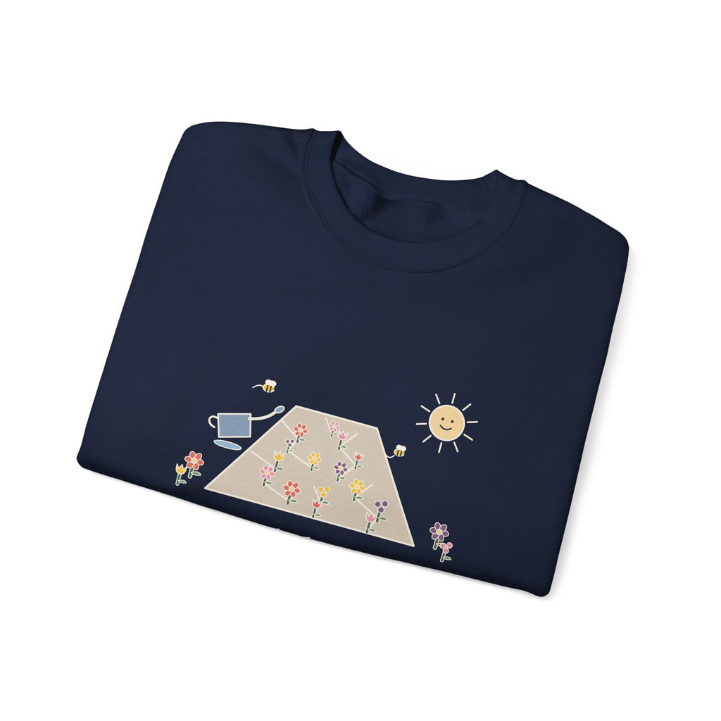 Earth Laughs in Flowers Sweatshirt, Garden Emerson Quote Crewneck with Wildflower Path