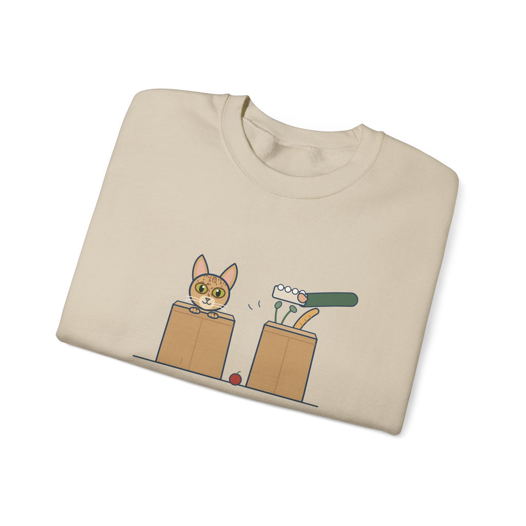 Singapura Cat Crewneck Sweatshirt - Inspects Every Grocery Bag Before It's Unpacked
