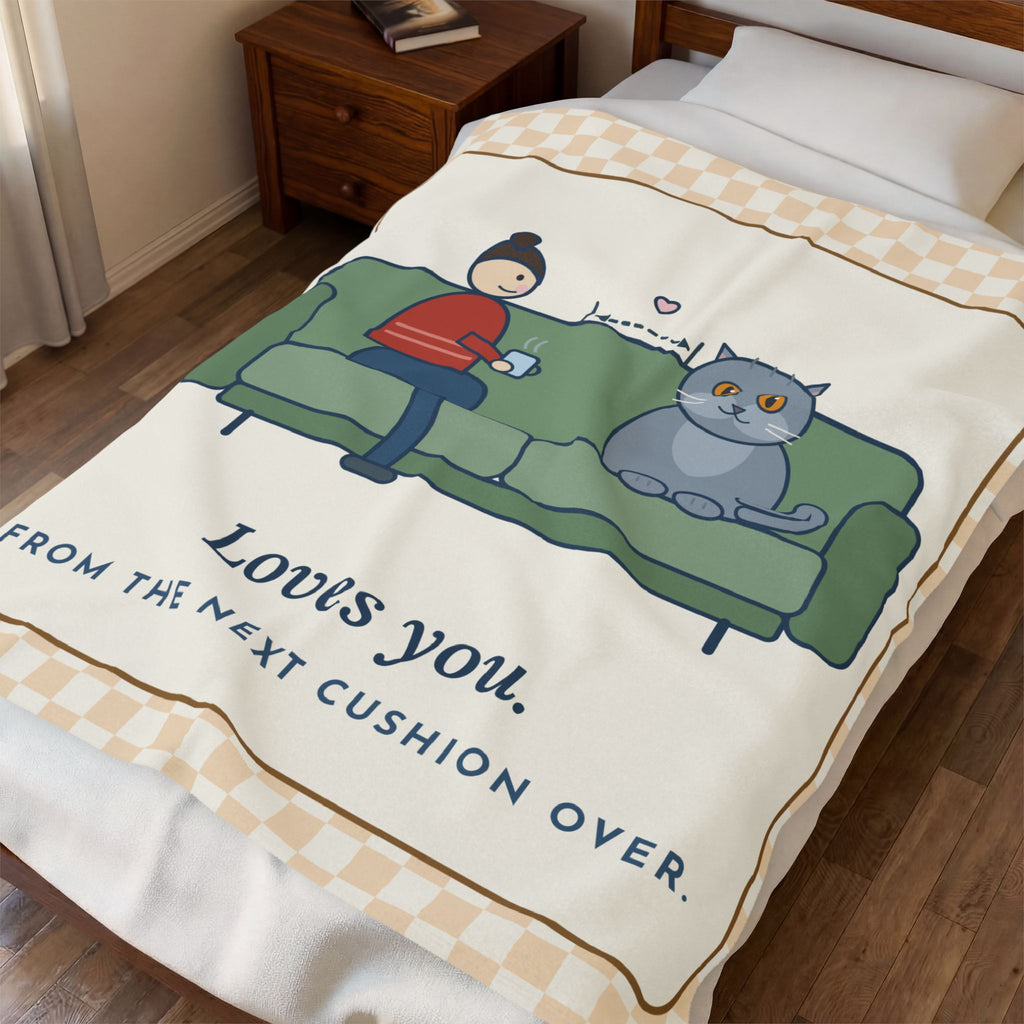 British Shorthair Blanket - Loves You. From the Next Cushion Over. Velveteen Plush Throw