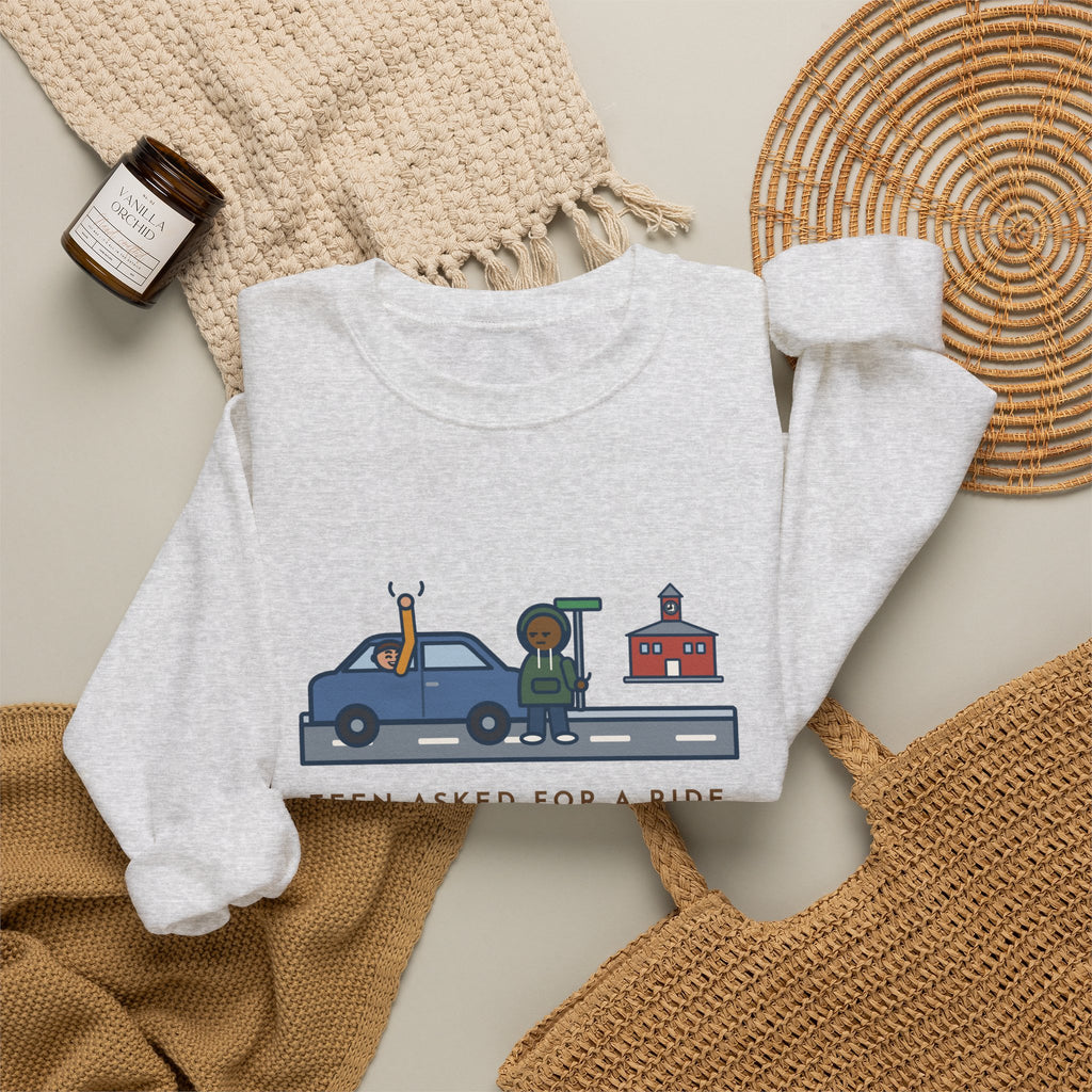 Teen Parent Sweatshirt, Teen Asked for a Ride, Wanted to Be Dropped Off a Block Away, Funny Street Corner Crewneck