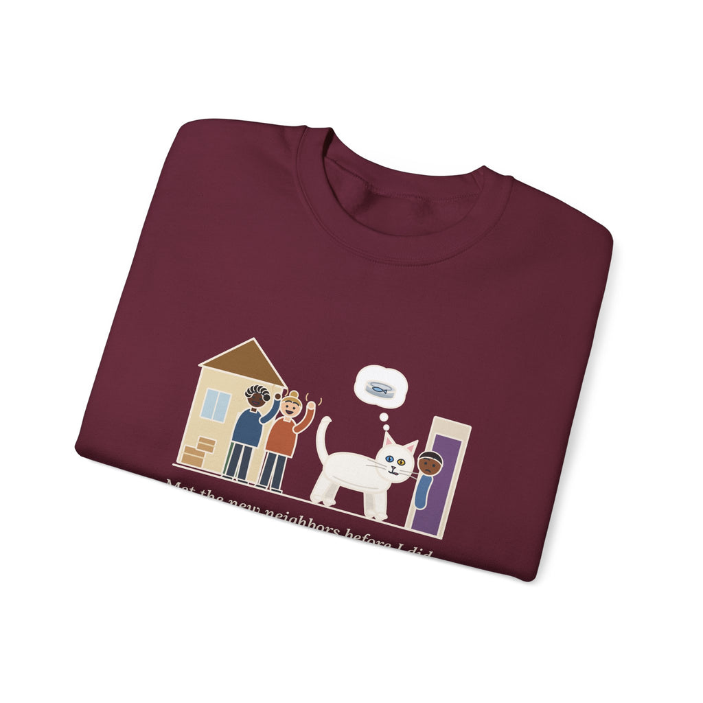 Khao Manee Crewneck Sweatshirt - Odd-Eyed White Cat Who Met the New Neighbors First