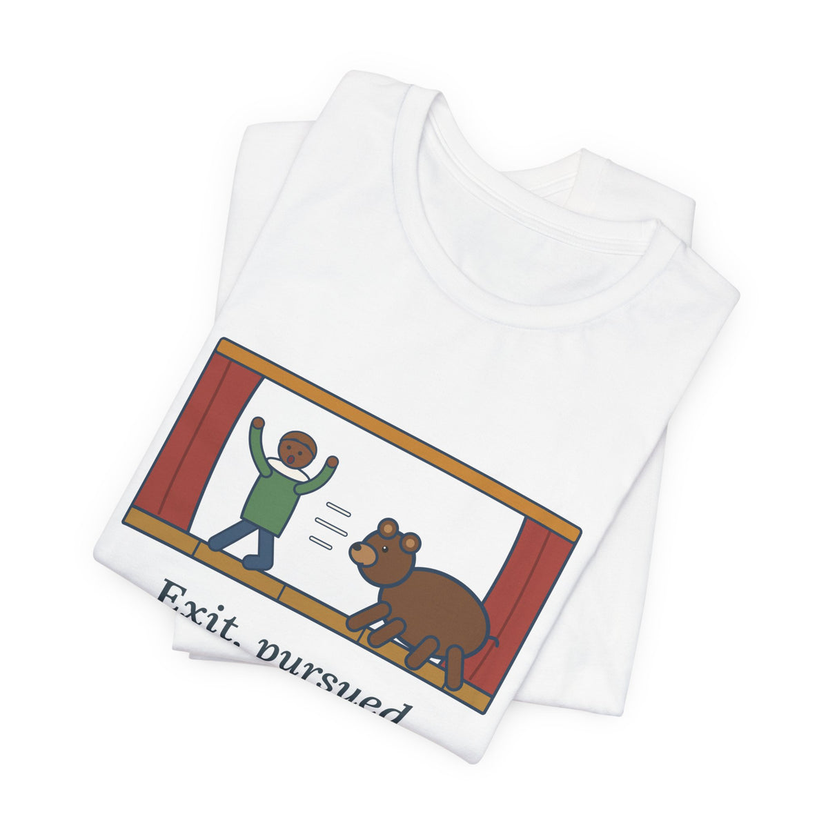 Shakespeare Quote T-Shirt, Exit, Pursued by a Bear, Theatre Stage Chase Tee