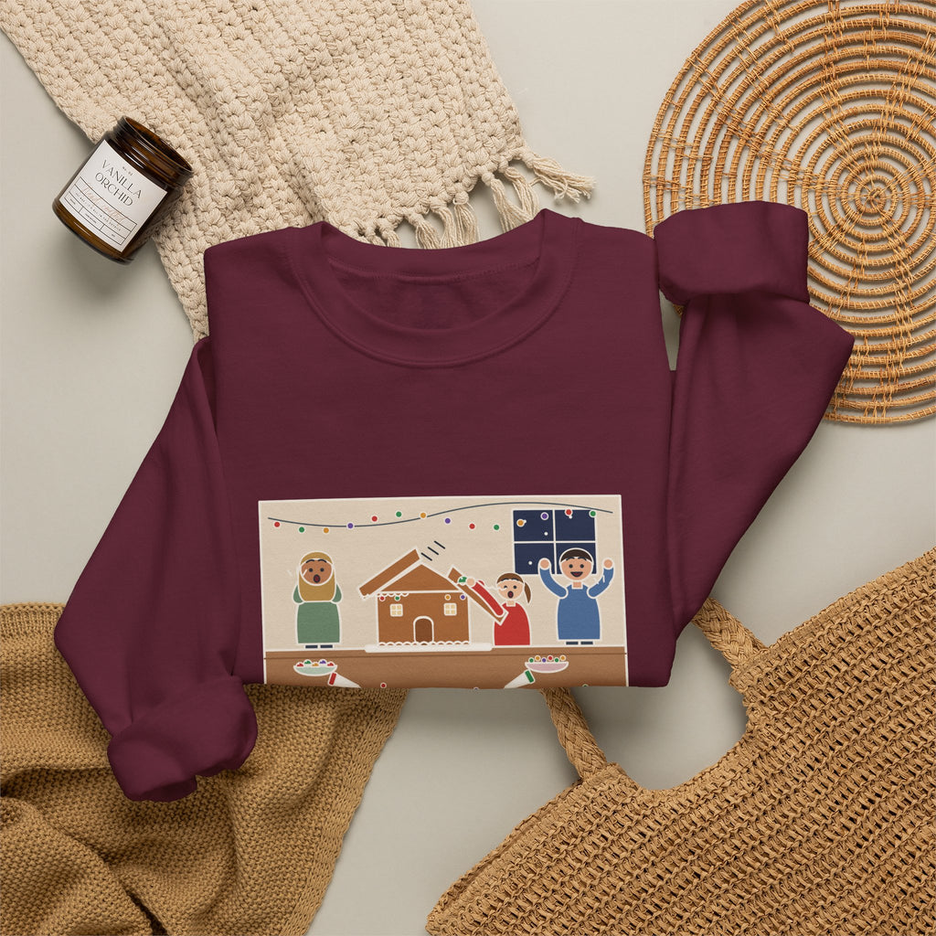 Gingerbread House Sweatshirt, The Roof Slid Off at the Second Gumdrop, Funny Holiday Baking Night Crewneck