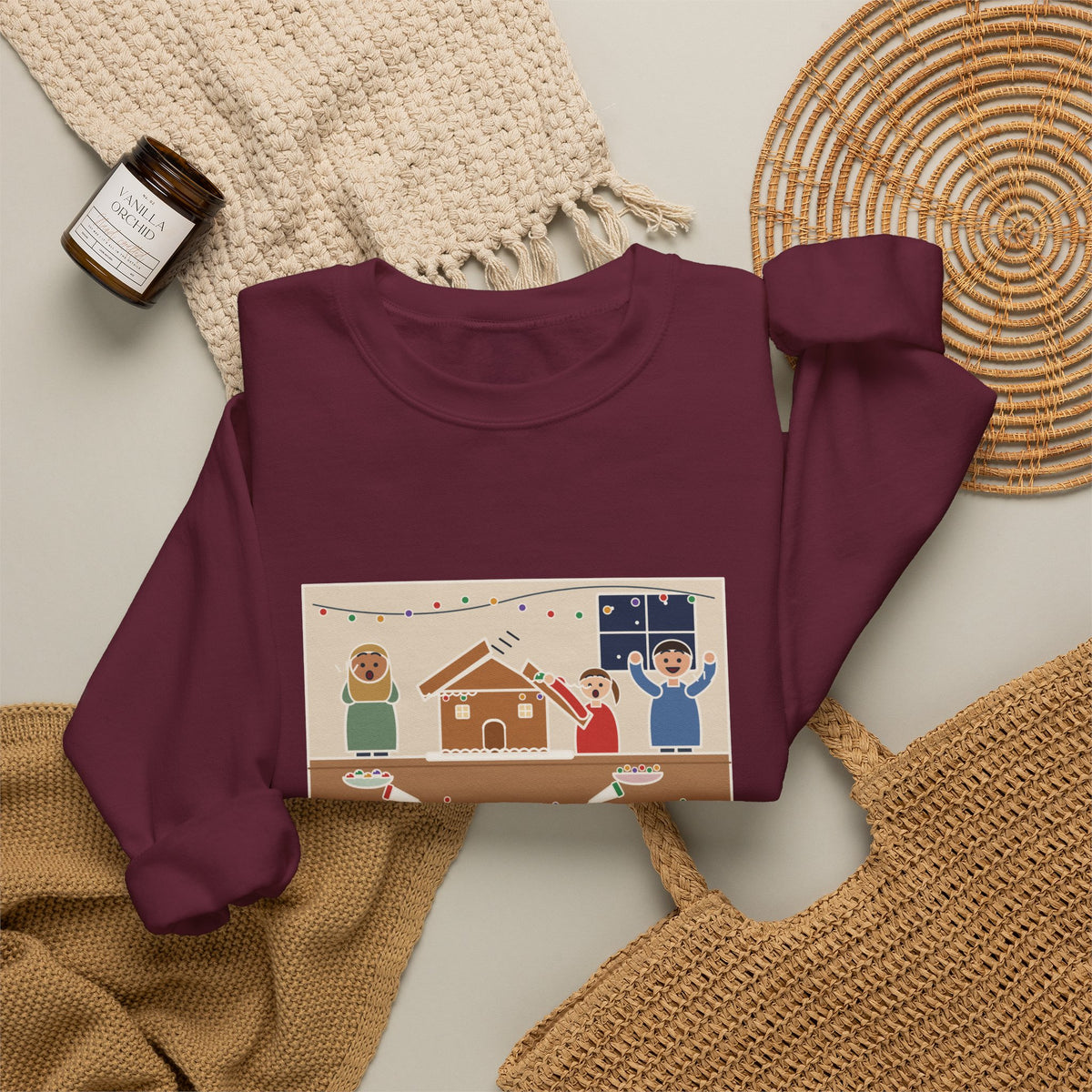 Gingerbread House Sweatshirt, The Roof Slid Off at the Second Gumdrop, Funny Holiday Baking Night Crewneck