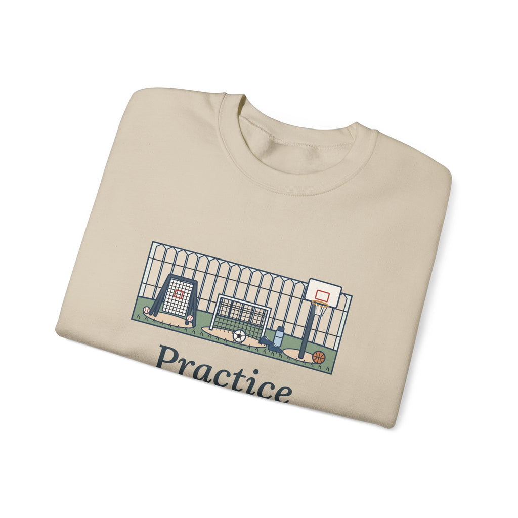 Practice Makes Perfect Sweatshirt, Youth Sports Proverb Crewneck, Backyard Practice